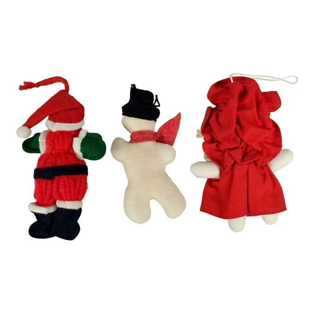 Handmade Christmas Ornaments Lot of 7  Snowman Drummer Boy Angel Holiday Cloth